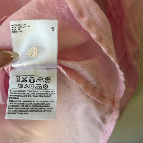 Old Navy Top Women’s XS Pink Linen Tunic Popover Buttons Henley Pockets Coastal - Picture 5 of 10
